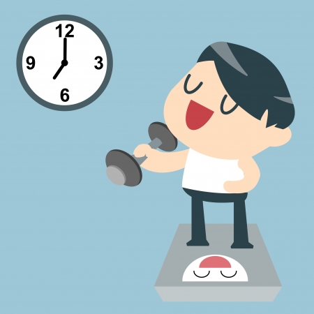 Exercises by lifting a dumbbell  Exercise after work  Vector illustration のイラスト素材