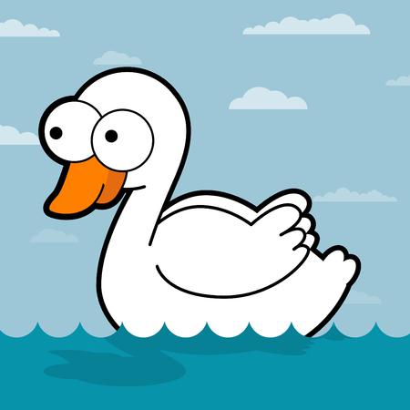 White swan in the water  Lovely Swan  Swan Cartoon vector illustration  A swan swimming on a water のイラスト素材