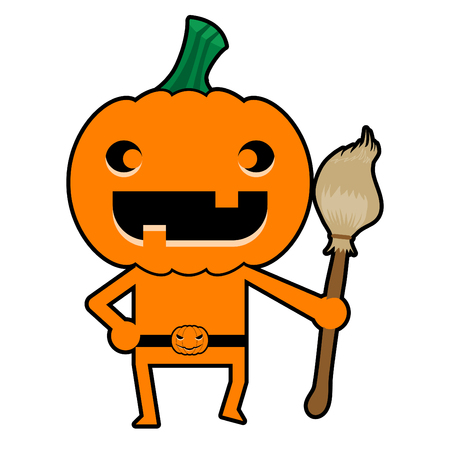 Pumpkin Character on White Background  Pumpkin Cartoon isolated on white background  All in a single layer  Vector illustrationのイラスト素材
