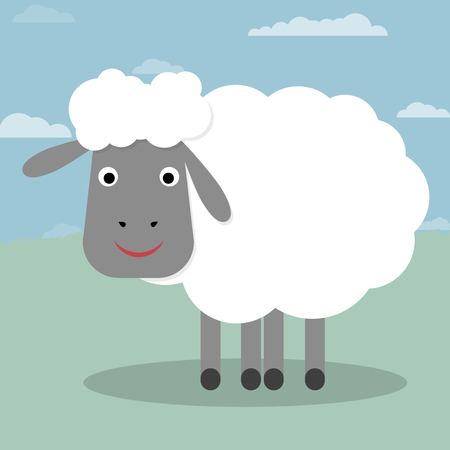 Sheep on a Green background vector illustration  Nice cartoon vector sheep  Illustration of cute sheep  All in a single layer のイラスト素材