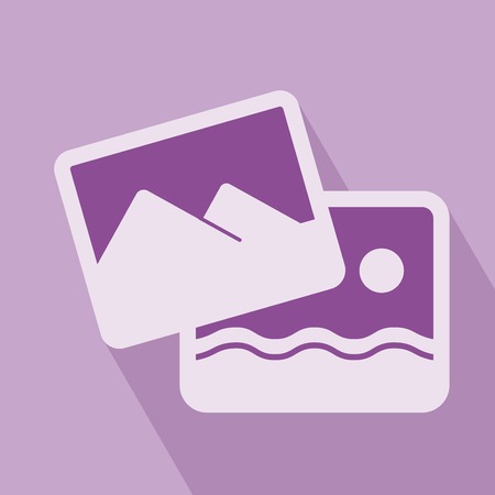 Picture Icon  Photographs icon on purple backgroundのイラスト素材