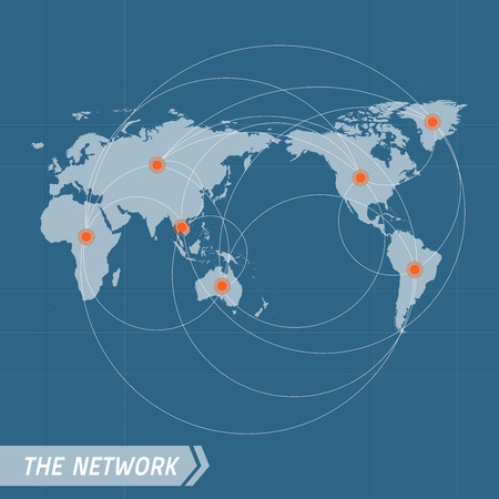 Network Vector Concept. World Map on dark blue background.  Vector illustration. Vector world map connection. Elements for design.のイラスト素材