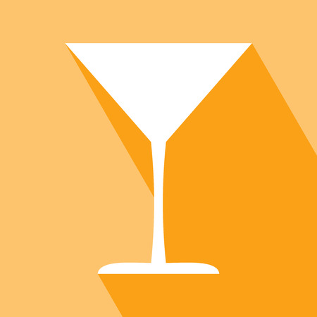 Cocktail Glass Icon. Cocktail Glass Icon vector isolated on orange background. Cocktail Glass Icon with Long Shadow. All in a single layer. Vector illustration. Elements for design.のイラスト素材