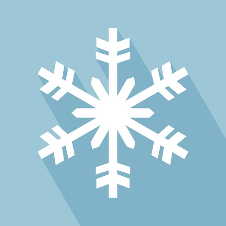 Snowflake Icon. Snowflake Icon with Long Shadow. Snowflake Icon in Flat Design Style.