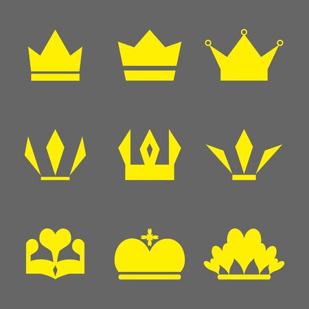 Crown Icons Set. Set of Crowns Icons. Crown icons.  Flat crown icon. vector illustration for design. All in a single layer.のイラスト素材