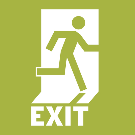 Emergency Exit Icon. Safe condition sign,Emergency exit. Square emergency exit symbol. All in a single layer. Elements for design.のイラスト素材