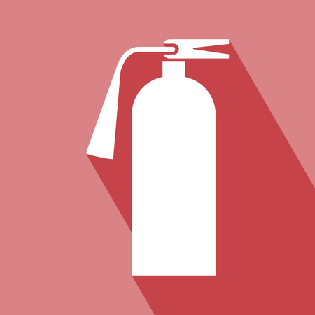 Fire Extinguisher Icon. Fire Extinguisher Icon with Long Shadow. Fire Extinguisher Icon on red background. All in a single layer.  Fire Extinguisher Icon Vector illustration. Fire Extinguisher Icon Elements for design.のイラスト素材