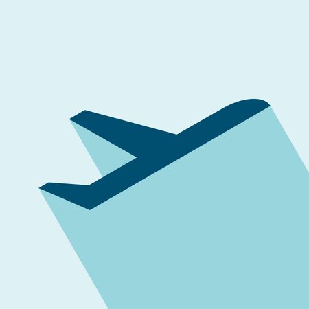 Airplane Vector Icon. Flat Airplane Icon. EPS 10 vector illustration for design. All in a single layer. Airplanet flat icon. Elements for design. Airplane Icon on blue background.のイラスト素材