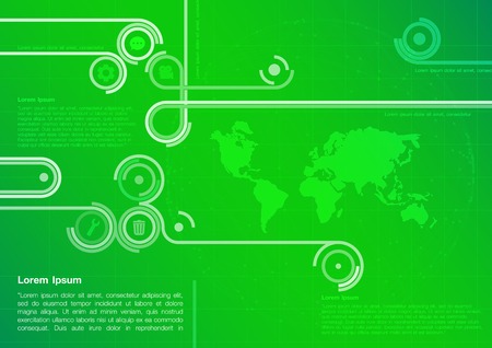 Green technology design with world map. Green Abstract Technology Background. Background Technology Green. Vector illustration.のイラスト素材