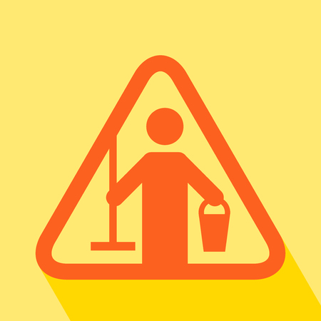 Cleaning in Progress. Cleaning in Progres Sign with long shadow. All in a single layer. Vector illustration. Caution Cleaning in Progres Sign.のイラスト素材