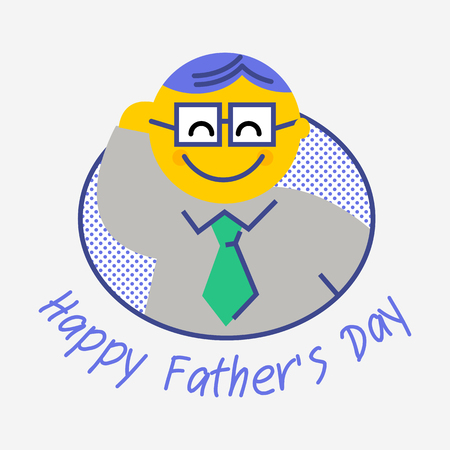 Happy Father's Day. Fathers day greeting card. All in a single layer. Vector illustration. Flat line.のイラスト素材