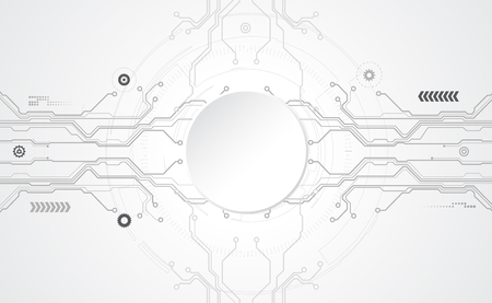 Abstract technological background concept with various technology elements. Vector tech circle and technology background, speed communication concept. All in a single layer. Vector Illustration.のイラスト素材