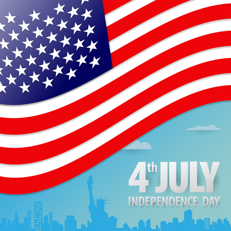 Happy independence day United States of America, 4th of July.Paper cut design.  All in a single layer. Vector illustration. vector illustration for design.のイラスト素材