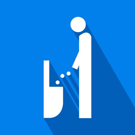 Man Lavatory Icon. Men Rest Room Sign. Toilet for Gents Symbol Vector. Men Toilet Sign vector image. Man Lavatory Icon with Long Shadow.のイラスト素材