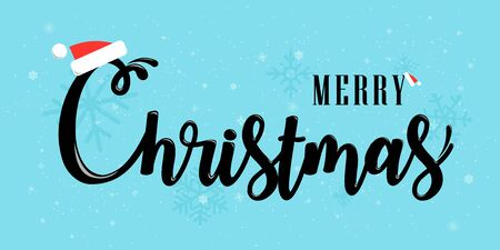 Merry Christmas vector text Calligraphic Lettering design card template. Creative typography for Holiday Greeting Gift Poster.  Holiday calligraphy for banner poster; greeting card; party invitation Isolated illustration.のイラスト素材