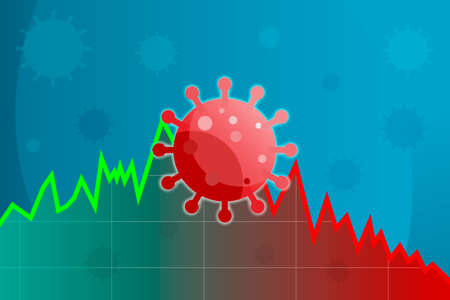 Coronavirus Impact Business in Stock market. Coronavirus impact on healthcare and global economy on a financial chart. Vector illustration.のイラスト素材