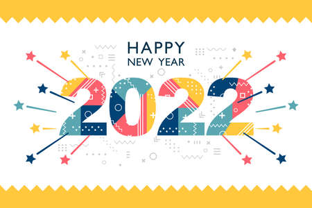 Happy new year 2022 on white background,Holiday greeting card.  EPS 10 vector illustration for...