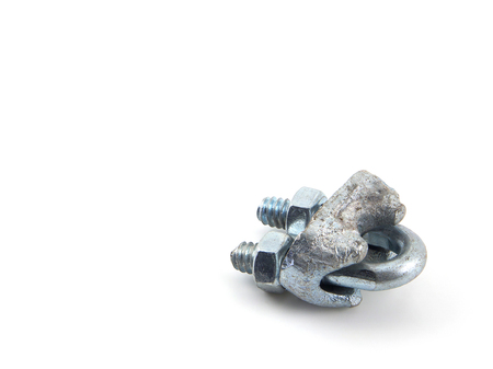 locked steel wire on white background