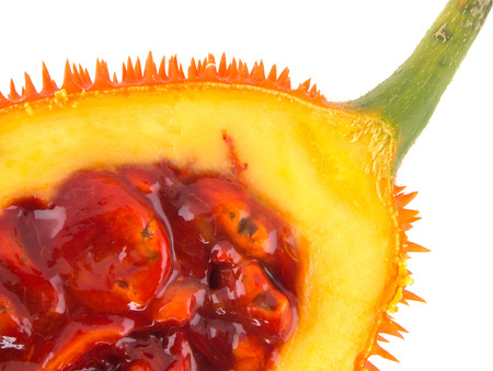 Close-up Gac fruit, Baby Jackfruit, Spiny Bitter Gourd, Sweet Grourd or Cochinchin Gourdの写真素材