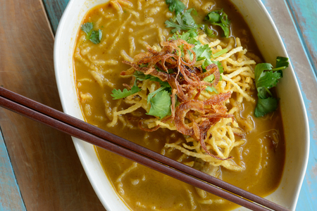 Khao Soi (Northern Thai Noodle Curry Soup)の写真素材