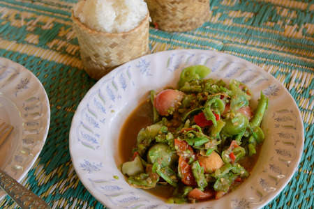 Spicy salad yardlong bean Thai cuisine spicy deliciousの写真素材