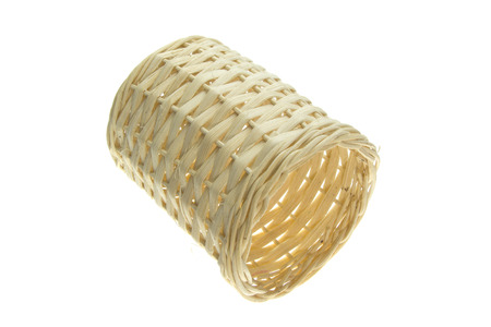 Baskets woven from bamboo on white background の写真素材
