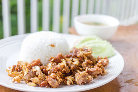 Meat curry with rice, selective focus.の写真素材