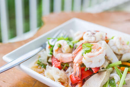 Squid Spicy Salad ,Thai seafoodの写真素材