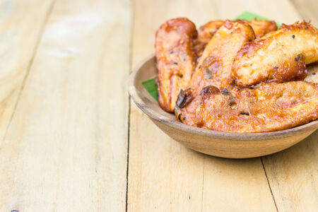 Fried Banana with Banana leaf の写真素材