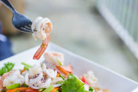 Squid Spicy Salad ,Thai seafoodの写真素材