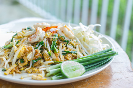 Thai food Pad thai , Stir fry noodles with shrimpの写真素材