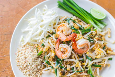 Thai food Pad thai , Stir fry noodles with shrimpの写真素材