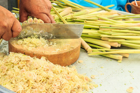 Fresh Lemon Grass on kitchen backgroundの写真素材
