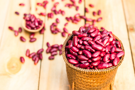 red beans on wood backgroundの写真素材