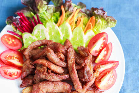 Deep fried pork with vegetableの写真素材