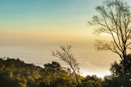 Morning mist mountains during sunrise ,Chiang Mai , Thailandの写真素材