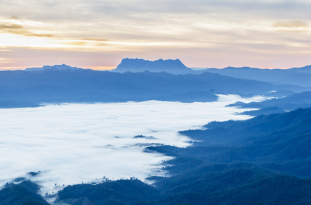 Morning mist mountains during sunrise ,Chiang Mai , Thailandの写真素材