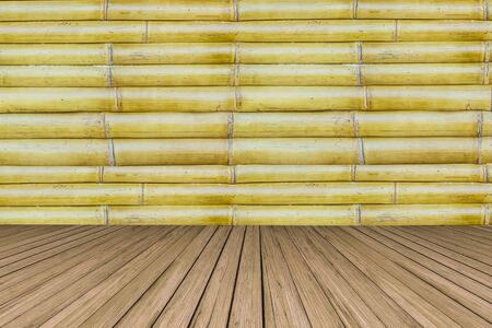 old bamboo with pine wood crate background textureの写真素材