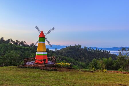 Decorative turbines on mountain at Wiang Haeng, Chiang Mai, Thailand.の写真素材