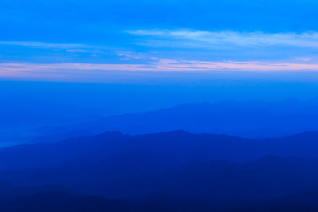 Blue mountain with blue sky and clouds backgroundの写真素材