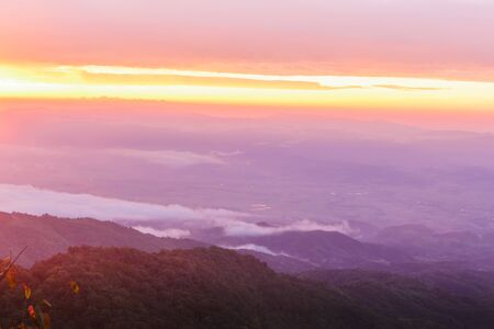 view from top of mountain in the morning for backgroundの写真素材