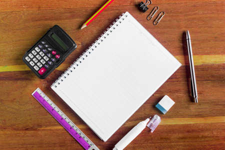 Office stationery on the table with copy space for textsの写真素材