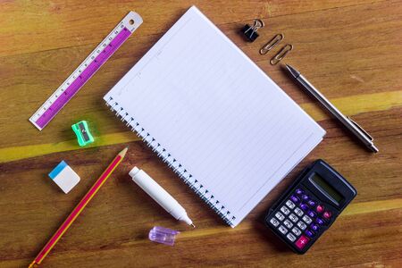 Office stationery on the table with copy space for textsの写真素材