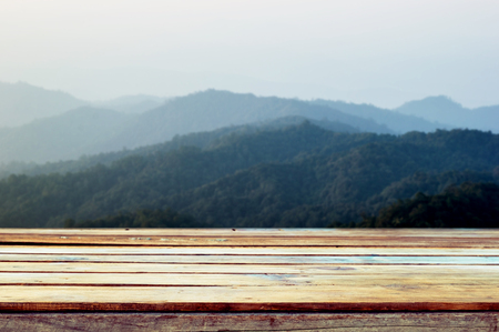 blurred background of landscape of trees and dirty tableの写真素材