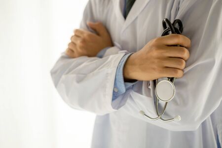 Medical physician doctor man over white background. Medicine and health care conceptの写真素材