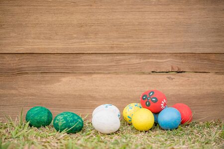 Easter eggs On grass. Happy Easter. Vintage style toned picture