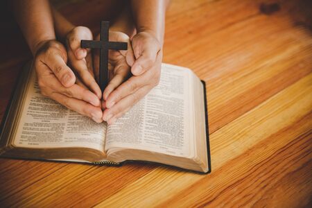 Two of christianity people praying hope together. Christianity concept. Faith hope love concept.