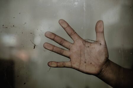 Stop violence against women, Woman bondage in angle of abandoned building image blur, international women's dayの写真素材