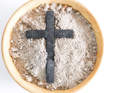 Ashes are prepared for Christian festival of apostles. dust symbol of religion, sacrifice, redemption, Jesus Christ, ash wednesday, lent, Good Friday, Easter with Church is devoted to fastingの写真素材