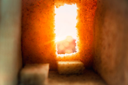 Cross crucified with cave or tunnel It is the tomb where his lifeless body is placed. The concept of the resurrection of Jesus in Christianity. Crucifixion on Calvary or Golgotha hills in holy bible.の写真素材